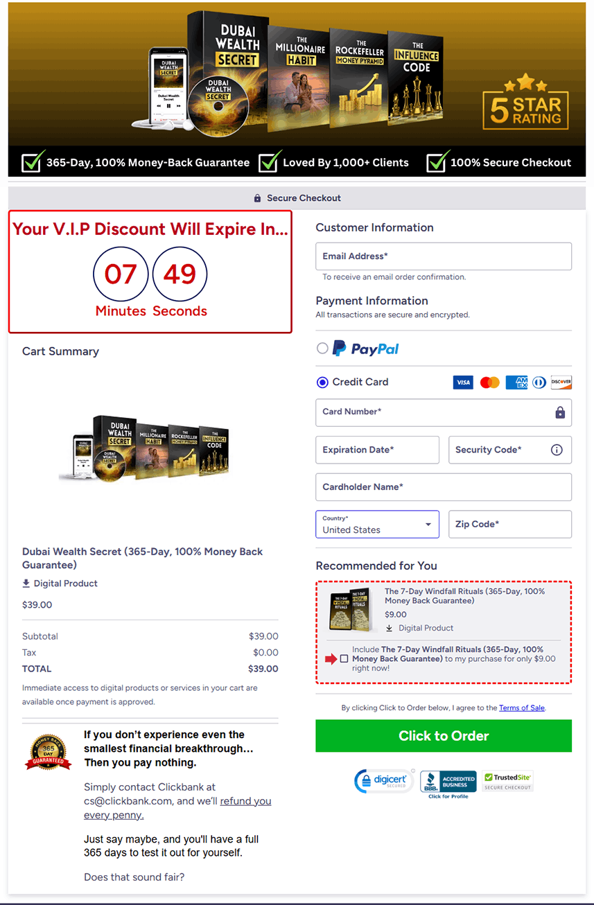 Dubai Wealth Secret Secured Checkout